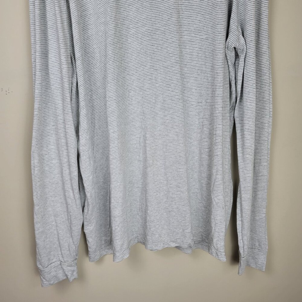 Marine Layer Peralta MicroModal Stripe Henley Gray Long Sleeve L - Picture 4 of 11